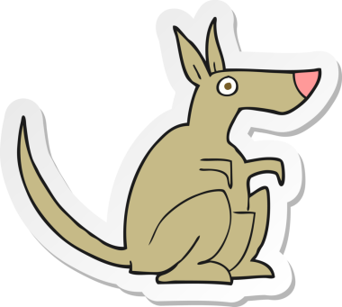 Bir insan tarafından çizilmiş bir kangurunun çıkartması.