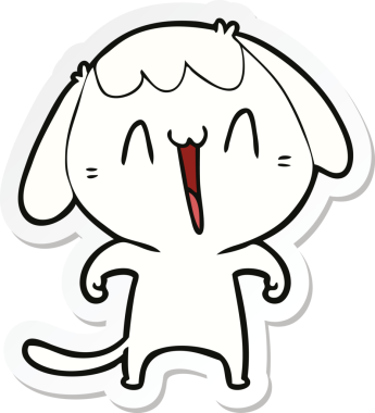 Bir insan tarafından çizilmiş şirin bir köpeğin çıkartması.