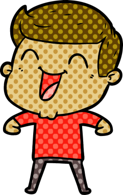 Bir insan tarafından çizilmiş gülen çizgi film adamı.