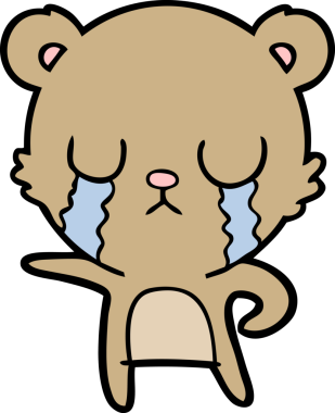 Bir insan tarafından çizilmiş ağlayan çizgi film ayısı.