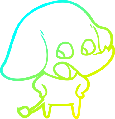 Bir insan tarafından çizilmiş şirin bir filin soğuk gradyan çizgisi