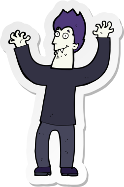 Bir insan tarafından çizilmiş cadılar bayramı vampirinin çıkartması.