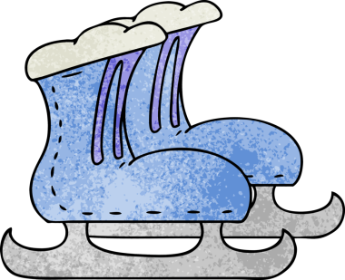 Bir insan tarafından çizilmiş el yapımı karikatür karalama buz pateni botları