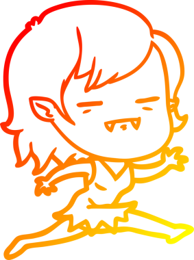 Bir insan tarafından çizilmiş ölümsüz vampir bir kızın sıcak çizgi çizimi