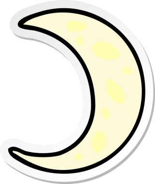 Bir insan tarafından çizilmiş hilal şeklindeki bir ayın el çizimi karikatürü.