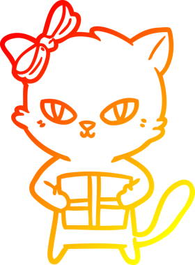 Bir insan tarafından çizilmiş sevimli bir çizgi film kedisinin sıcak çizgi çizimi