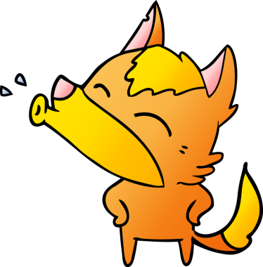 Bir insan tarafından çizilmiş tilki çizgi film karakteri