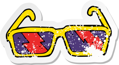 İnsan tarafından çizilmiş bir çizgi film güneş gözlüğünün gerilimli yapıştırması.