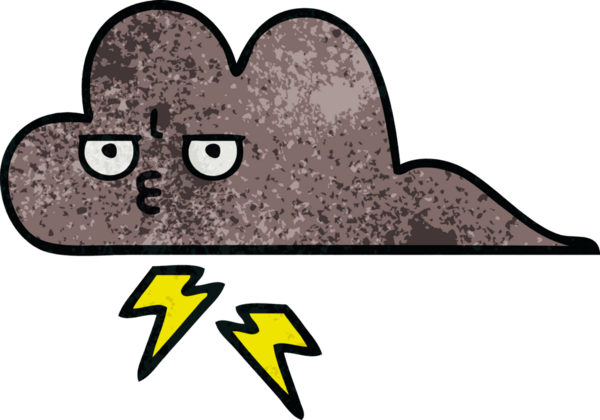 Bir insan tarafından çizilmiş fırtına bulutunun retro grunge deseni.