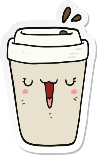 Bir insan tarafından çizilmiş bir kahve fincanının çıkartması.