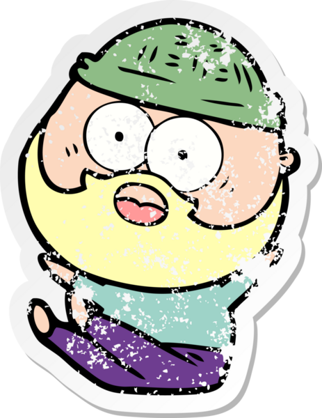 Bir insan tarafından çizilmiş sakallı bir adamın sıkıntılı çıkartması.