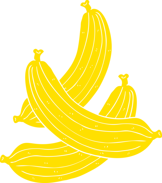 Bir insan tarafından çizilmiş muzların düz renk çizimi