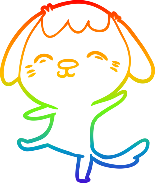 Gökkuşağı gradyan çizimi mutlu çizgi film köpeğinin insan tarafından çizilmiş hali.