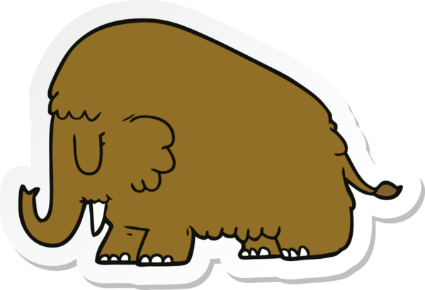 Bir insan tarafından çizilmiş mamut çizgi film etiketi.