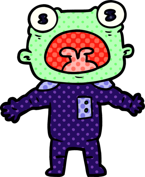 Bir insan tarafından çizilmiş garip uzaylı çizgi filmi.