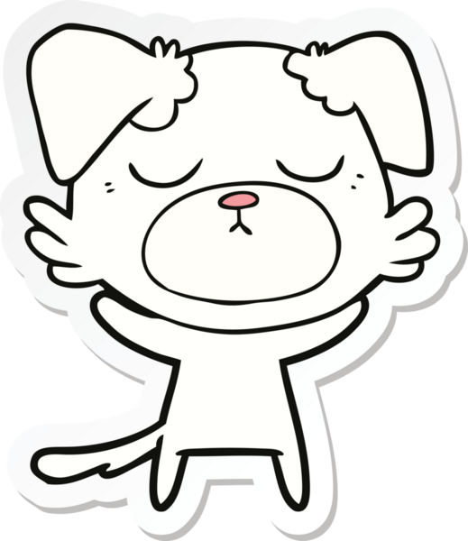 Bir insan tarafından çizilmiş şirin bir köpeğin çıkartması.