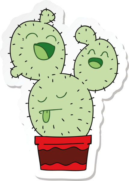 Bir insan tarafından çizilmiş garip bir el kaktüsünün çıkartması.