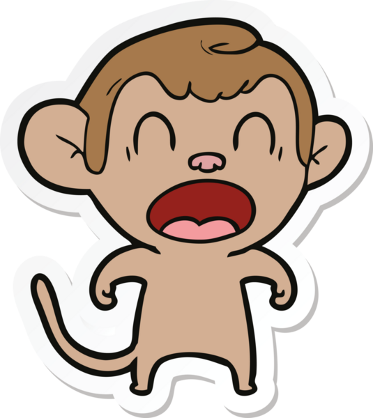 Bir insan tarafından çizilmiş bağıran çizgi film maymunu çıkartması.