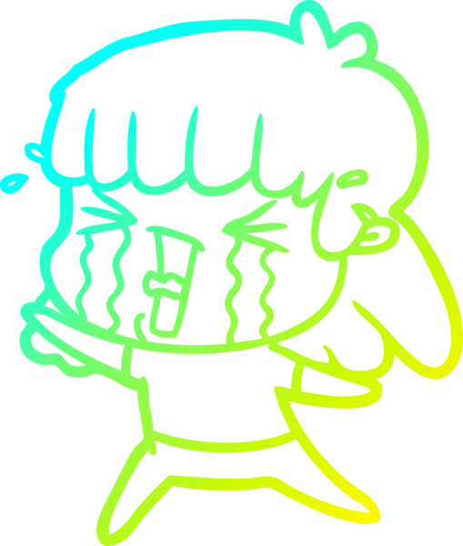 Bir insan tarafından çizilmiş göz yaşları içinde bir çizgi film kadını çizimi.