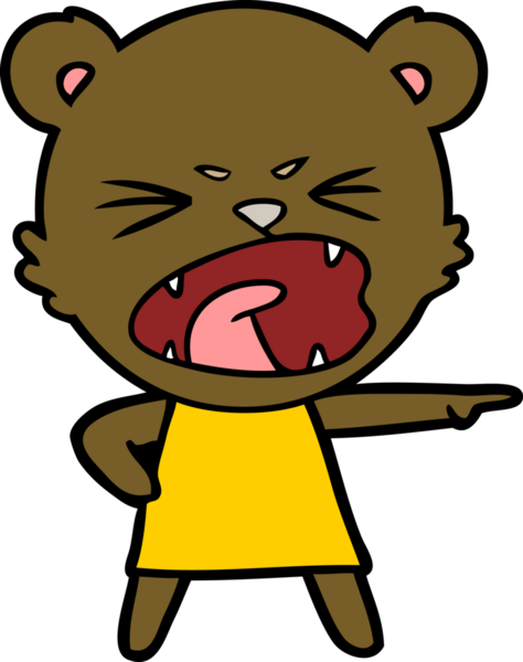 Bir insan tarafından çizilmiş kızgın bir çizgi film ayısı.