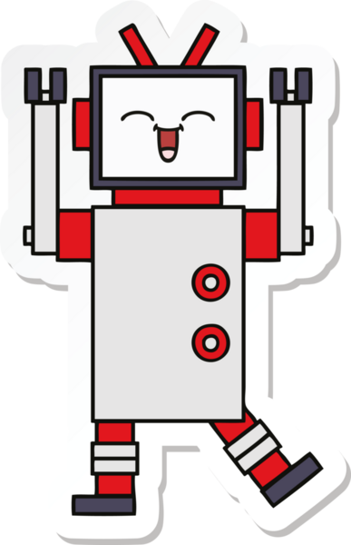 Bir insan tarafından çizilmiş şirin çizgi film robotunun çıkartması.