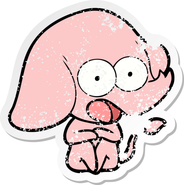 Bir insan tarafından çizilmiş şirin bir filin sıkıntılı çıkartması