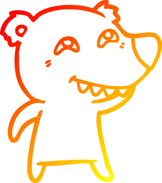 Bir insan tarafından çizilmiş dişleri gösteren bir kutup ayısının sıcak çizgi çizimi