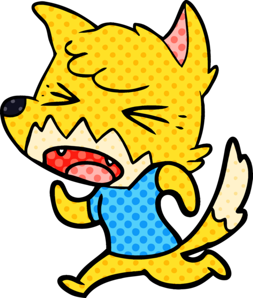 Bir insan tarafından çizilen kızgın tilki çizgi filmi