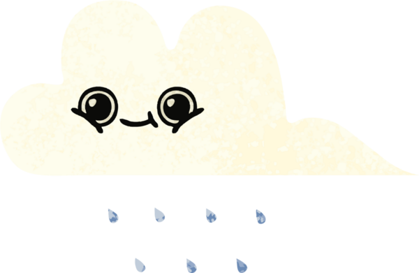 Bir insan tarafından çizilmiş yağmur bulutunun retro çizim tarzı karikatürü