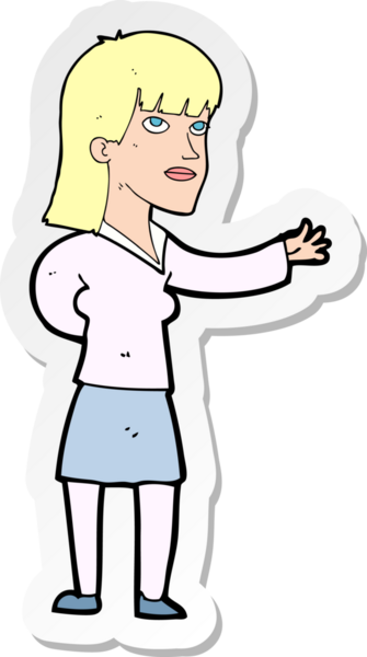 Bir insan tarafından çizilmiş bir karikatür kadının çıkartması.