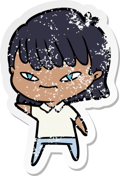 Bir insan tarafından çizilmiş karikatür bir kadının sıkıntılı çıkartması.