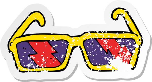 İnsan tarafından çizilmiş bir çizgi film güneş gözlüğünün gerilimli yapıştırması.