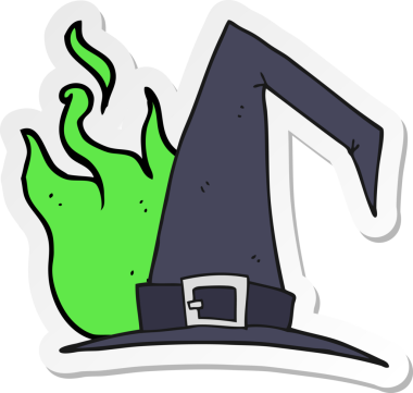 Bir insan tarafından çizilmiş bir cadı şapkasının çıkartması.