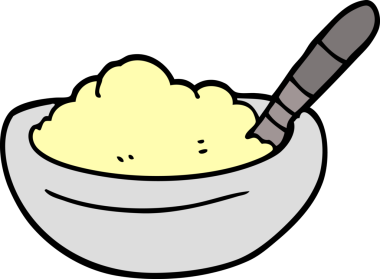 Bir insan tarafından çizilmiş patates püresi karalama kasesi.