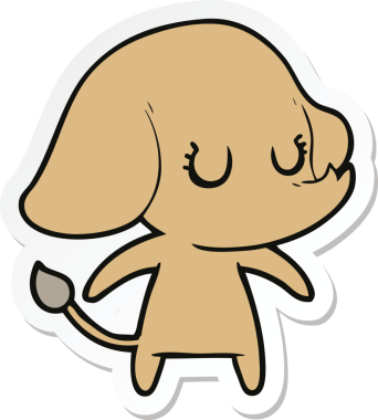 Bir insan tarafından çizilmiş şirin bir fil çıkartması.