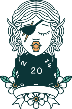 Retro Dövme Tarzı Bir insan tarafından çizilmiş doğal yirmilik zarlı düzenbaz karakter