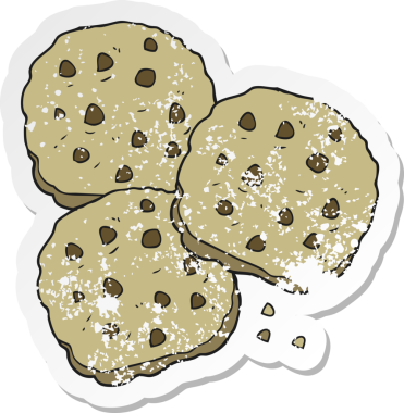 Bir insan tarafından çizilmiş karikatür kurabiyelerinin geriletilmiş yapıştırması.