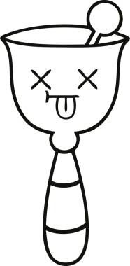 Bir insan tarafından çizilmiş okul çanının çizgi çizimi.