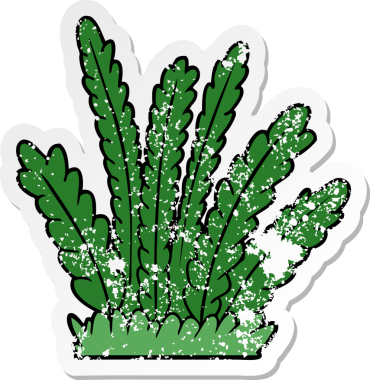 Bir insan tarafından çizilmiş bitkilerin yetiştirildiği karikatür çıkartması.