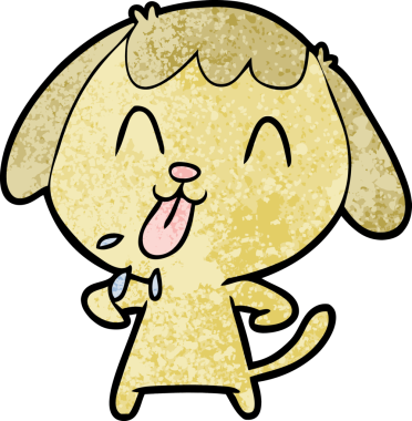 Bir insan tarafından çizilmiş şirin bir çizgi film köpeği.