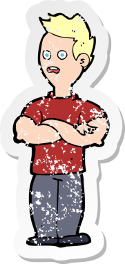 İnsan eli çapraz kollu bir çizgi film karakterinin gerilimli çıkartması.