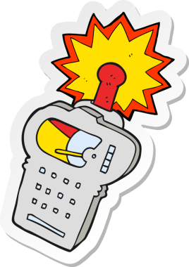 Bir insan tarafından çizilmiş bir karikatür bilimsel cihazının çıkartması.