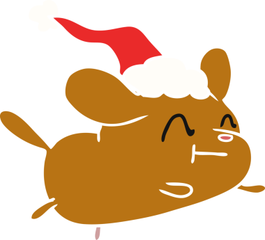 Bir insan tarafından çizilmiş kawaii köpeğinin Noel karikatürü.