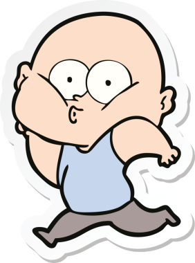 Bir insan tarafından çizilmiş kel bir adamın çıkartması.