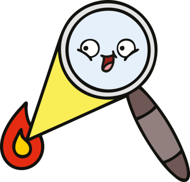 Bir insan tarafından çizilmiş bir büyüteç karikatürü.