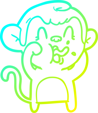 Bir insan tarafından çizilmiş çılgın bir çizgi film maymunu çizimi