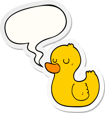 Bir insan tarafından çizilmiş balon çıkartmalı çizgi film ördeği.