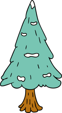 El çizimi karikatür tek karla kaplı ağaç bir insan tarafından çizilmiş.