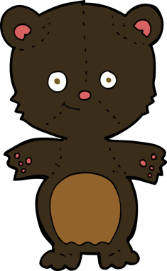 Bir insan tarafından çizilmiş mutlu siyah ayı.