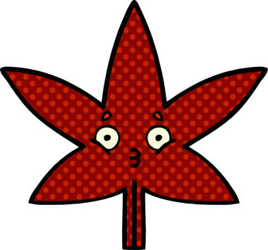 Bir insan tarafından çizilmiş güz yaprağının çizgi romanı.